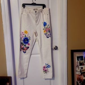 Embroidered Jeans, white, DG2, Never worn